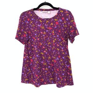 Logo T-Shirt By Lori Goldstein Women's Size S Printed Round Neck Floral Casual